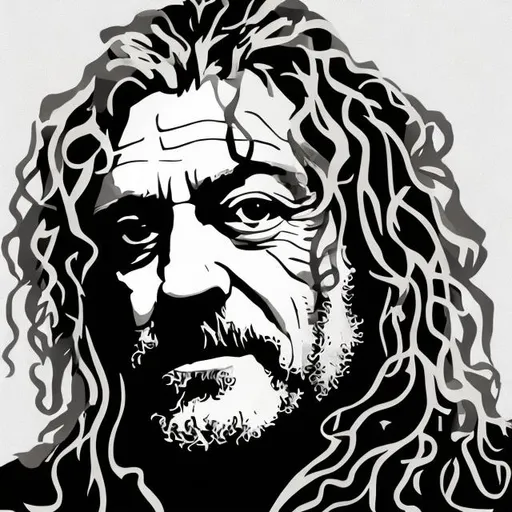 Prompt: Generate a Robert Plant portrait using plants
