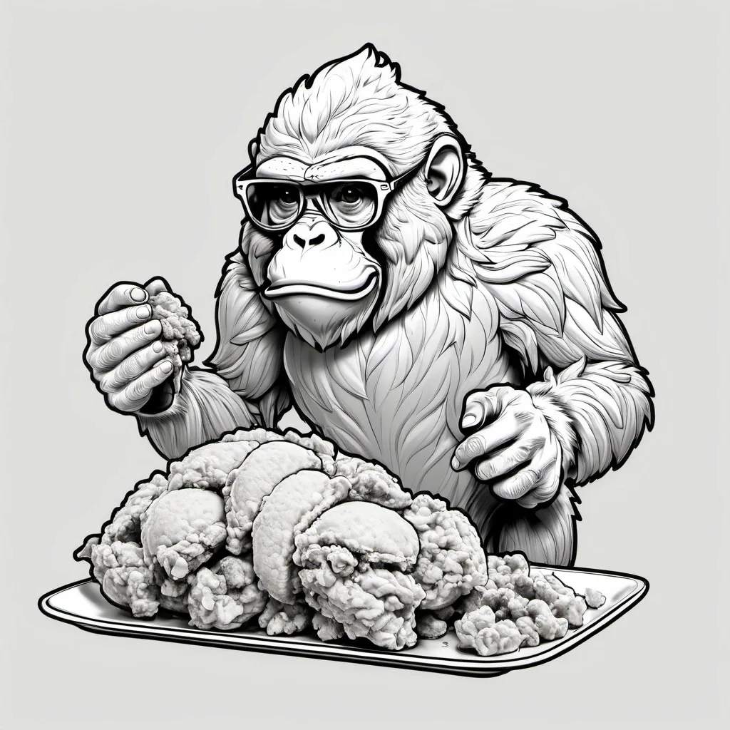 Prompt: a outline of text that says "the bigback fried chicken monkey kong boyz crumble"