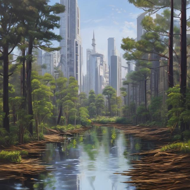 Prompt: Forestal Coruscant ,oil paint