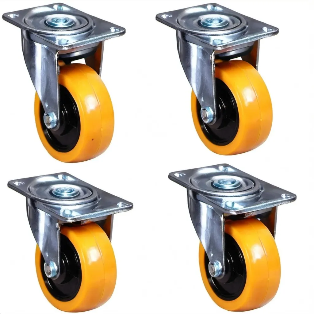 Prompt: Kartikey Enterprises 2 inch Double Wheel Puff castor wheels for trolley wheels heavy duty set of 4 - table wheels, wheels for furniture with Polyurethane (PU) Wheels and Top Plate Rotating 360 Degree
