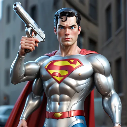 Prompt: silver gun superman
