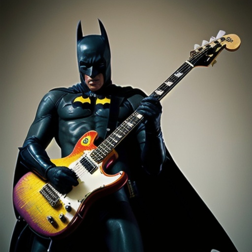 Prompt: batman shredding on guitar 