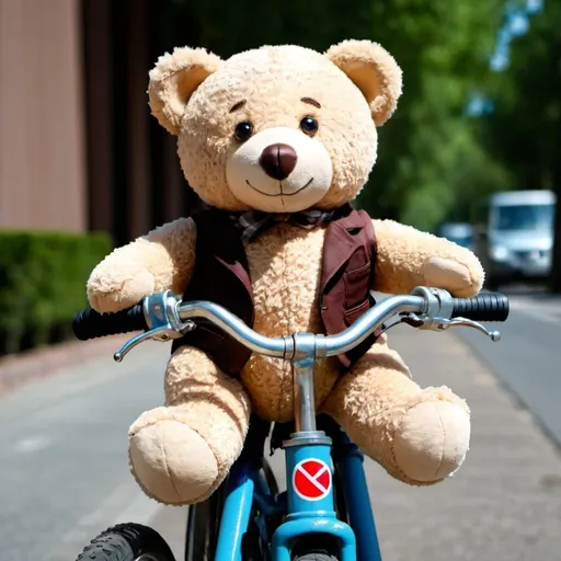 Prompt: Teddy bear sitting on a bike


