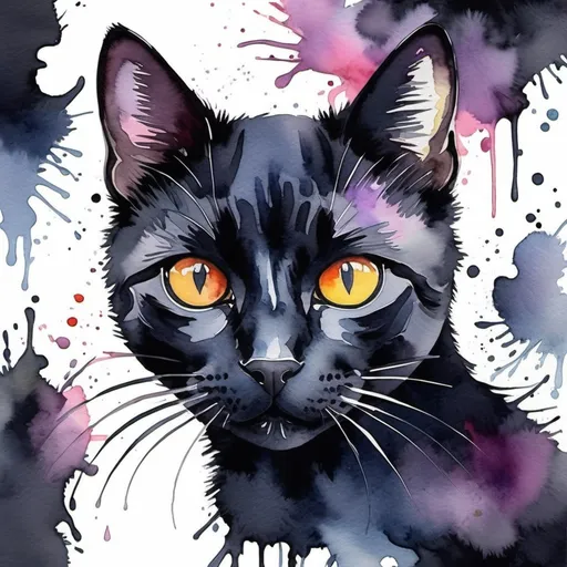 Prompt: Black cat abstract watercolor 