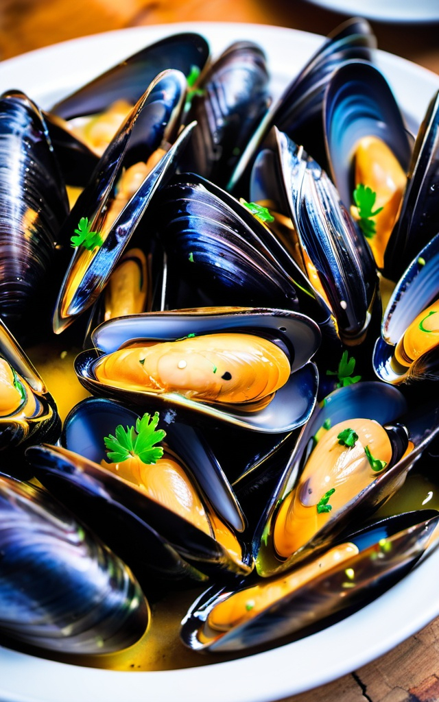 Prompt: Moules Marinières (Mussels)