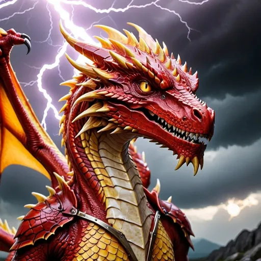 Prompt: hyper realistic lightning dragon dnd