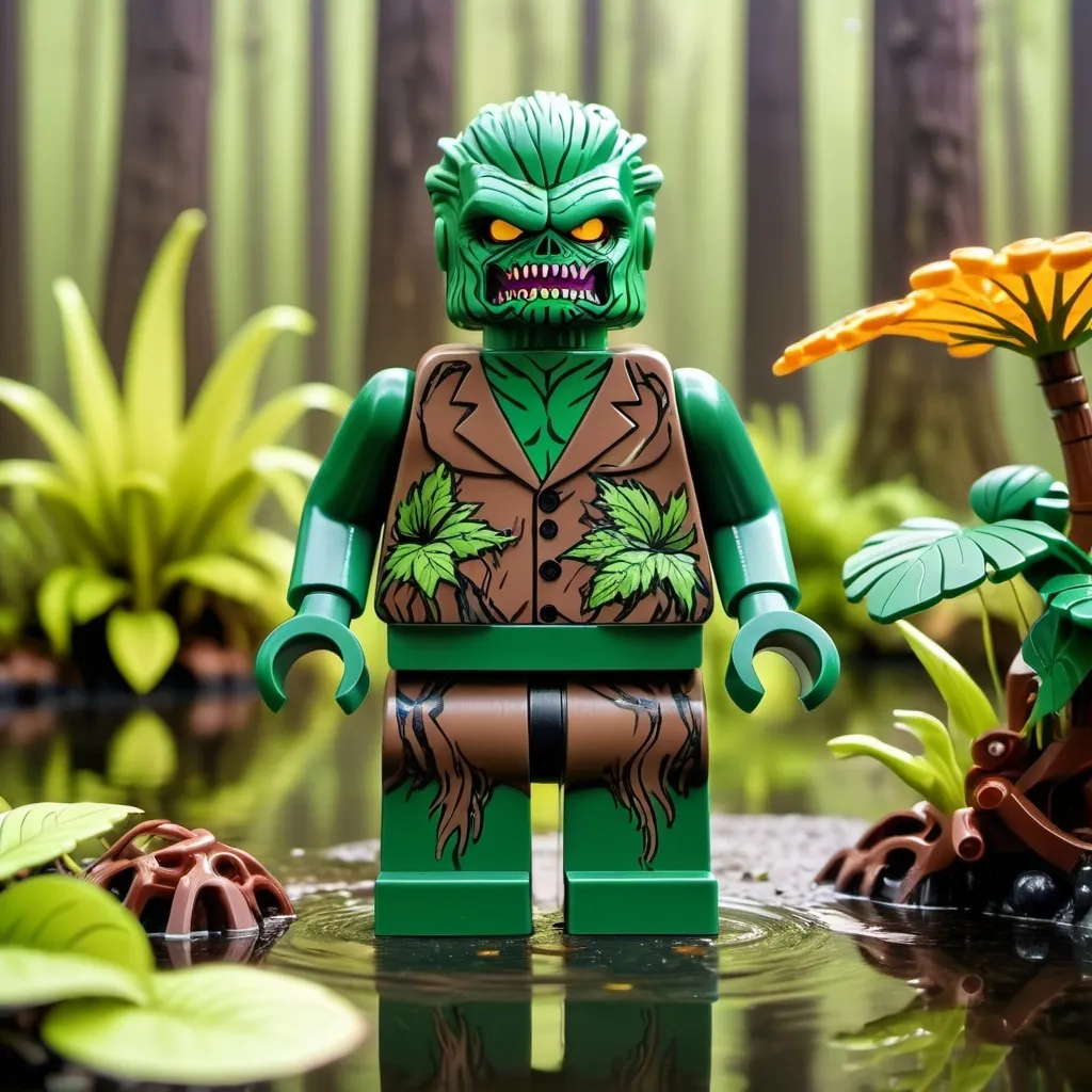 Prompt: Swamp thing as a Lego minifigure