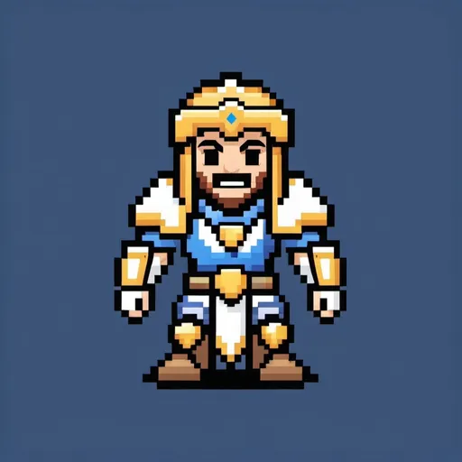 Prompt: A Alliance Paladin who is happy as a emote in 8 bit design