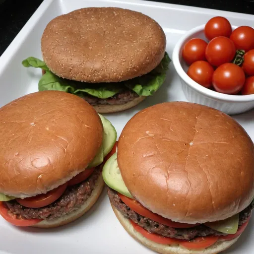 Prompt: Create with NO cheese and NO tomatoes. There can be literally no cheese and tomatoes in this photo. No  cheddar, not even a trace of red in my burgers. Nothing of the color of tomatoes, nor the color of cheese. 