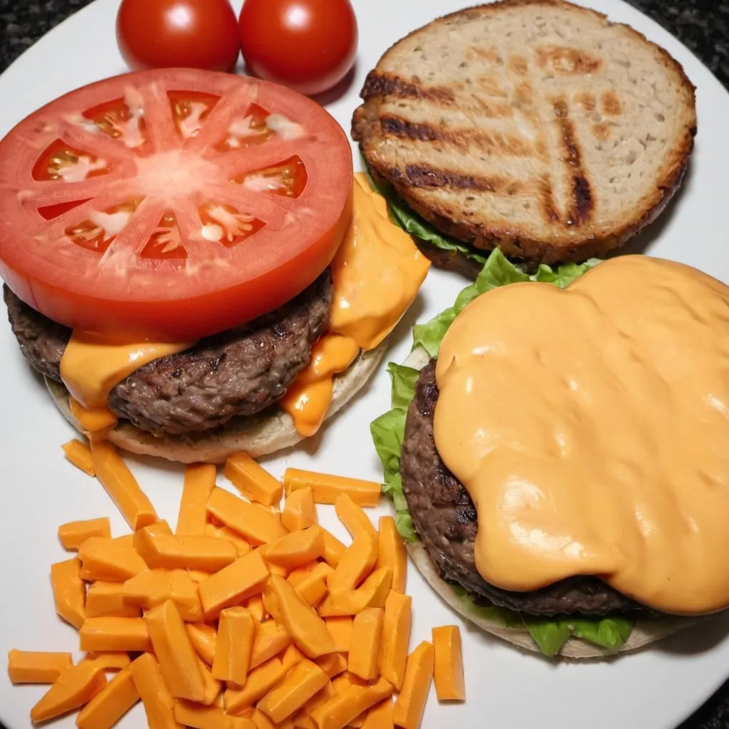 Prompt: Create with NO cheese and NO tomatoes. There can be literally no cheese and tomatoes in this photo. No  cheddar, not even a trace of red in my burgers. Nothing of the color of tomatoes, nor the color of cheese. 