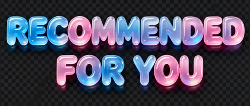 Prompt: Create a single-line 3D candy-style title with the text: RECOMMENDED FOR YOU. 
The text must stay completely on one line and must NOT wrap. 
Use a smaller, thinner font style so the full phrase fits comfortably in one row.

Design the letters in a Candy99 aesthetic: glossy, jelly-like, soft, rounded, and translucent, using only blue and pink gradient candy colors. No gold colors allowed. Add subtle jelly shine, soft highlights, and a smooth candy-coating glow.

Do NOT add lightning, energy effects, sparks, electric lines, or any special effects. Do NOT add borders or background. Keep the background fully transparent PNG. Output only the candy-style text in one single line.

