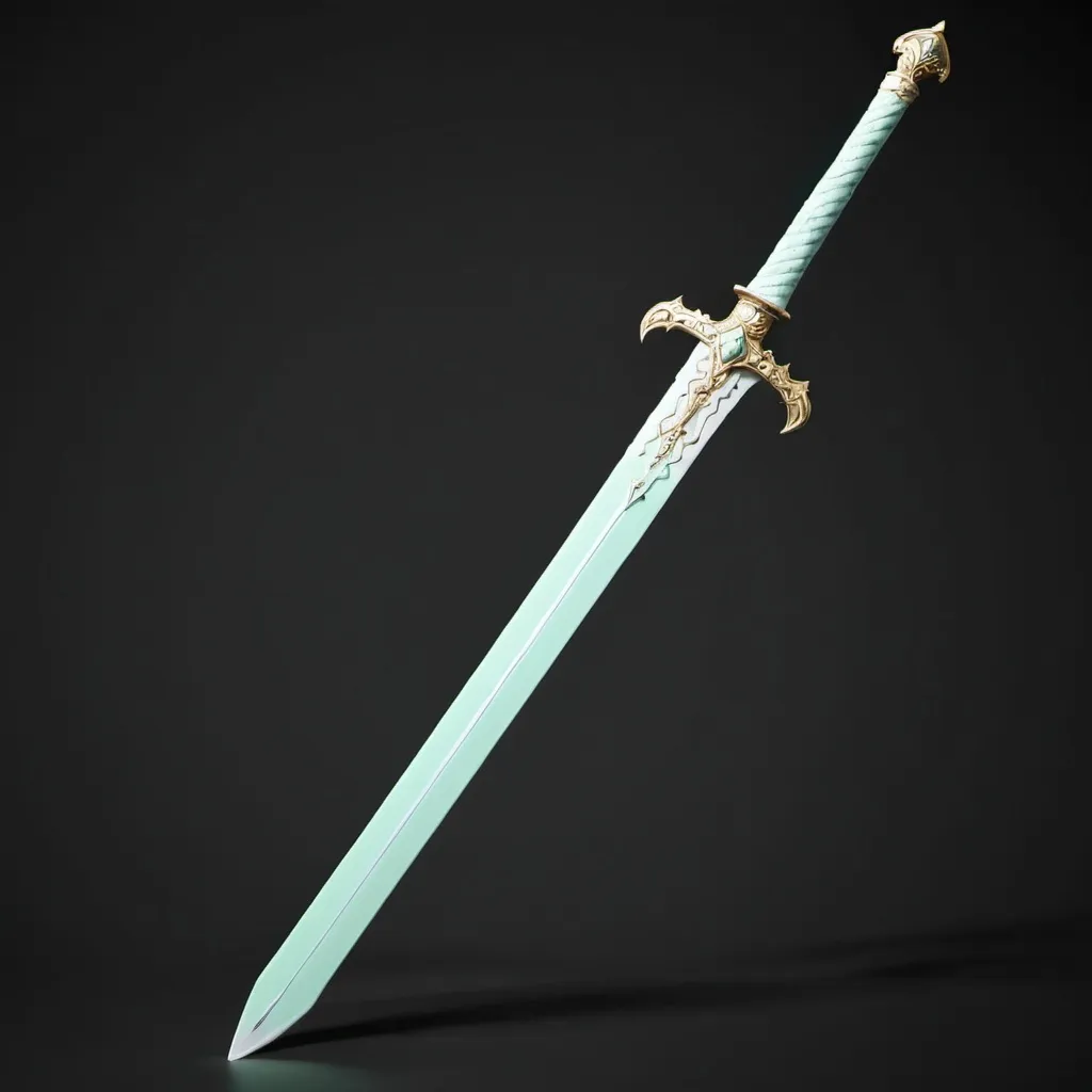 Prompt: mint& white sword 