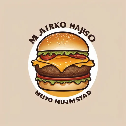 Prompt: a aesthetic logo design about brand of majjko with honey mustard, the image has hamburger or something