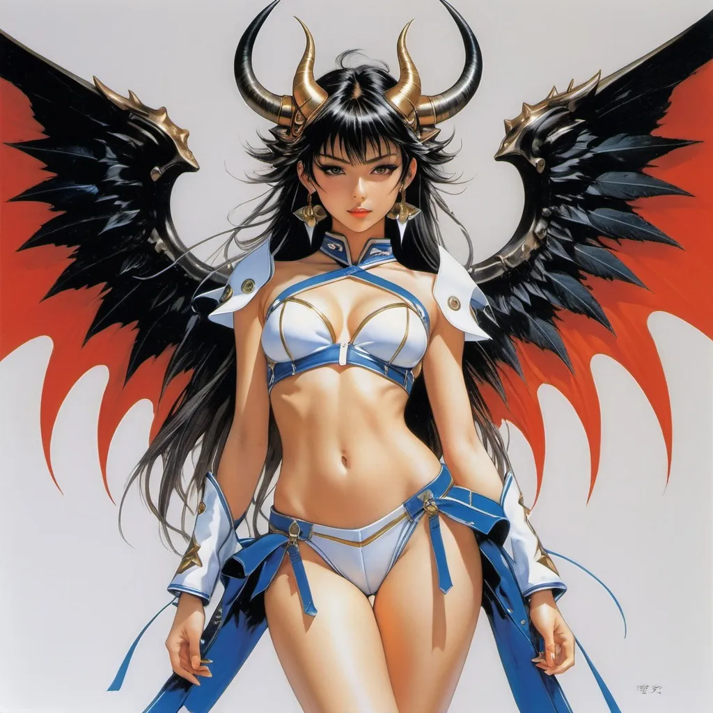 Prompt: Full body image, color, high resolution digital image
Fit Young slim and cute demon girl, age18, cheerleading, demonic features, horns and wings
sorayama, Masamune Shirow, Royo 