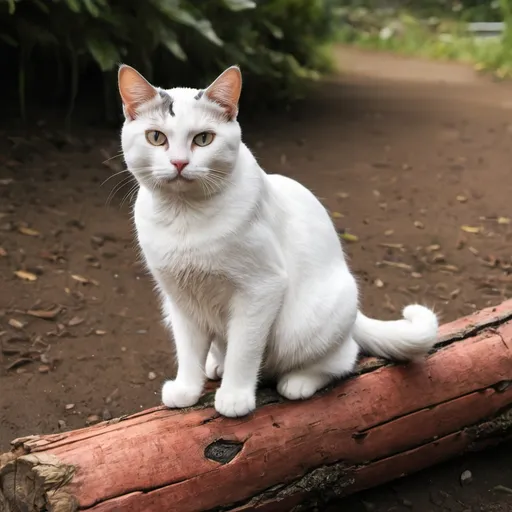 Prompt: A cat sitting on a log