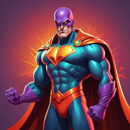 Prompt: Supervillain , vibrant cartoon style, heroic pose