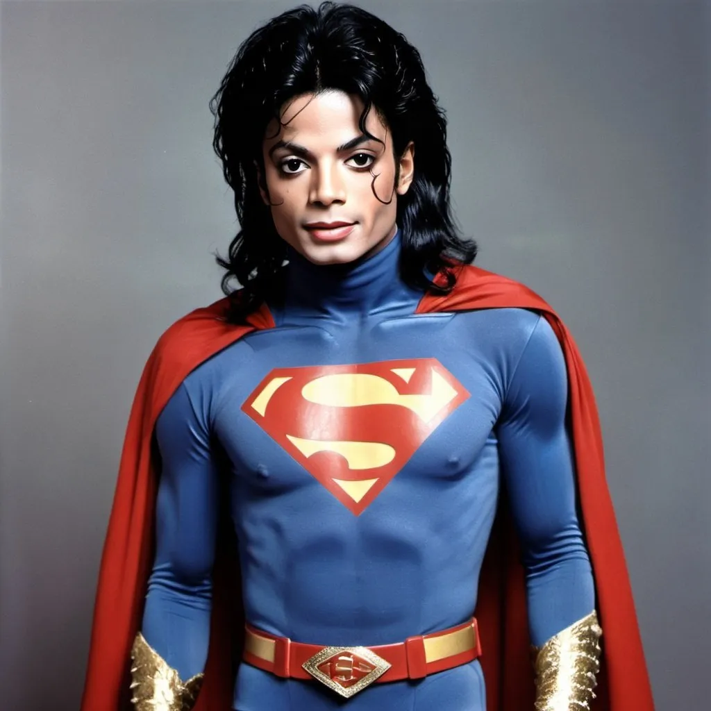 Prompt: michael jackson bestido de superman