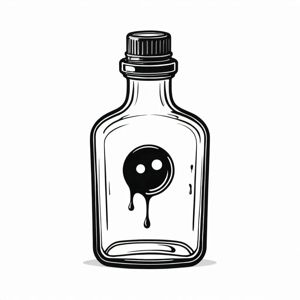 Prompt: ink bottle graphic line art logo, playful, happy, on plain white background
