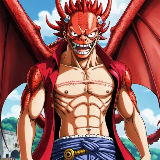 Prompt: red dragon from one piece