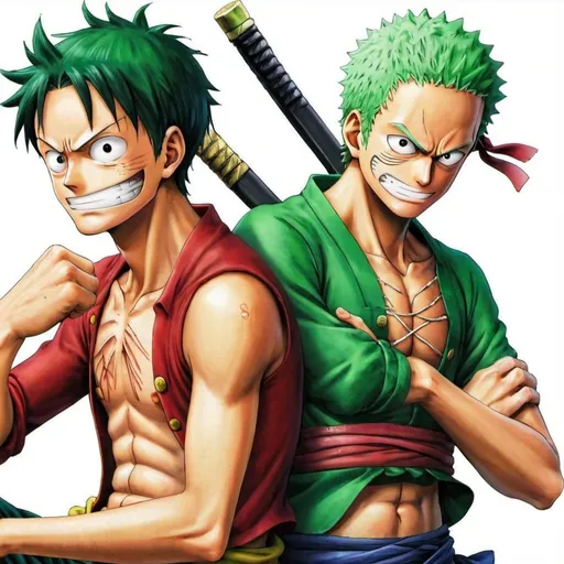 Prompt: Luffy and zoro