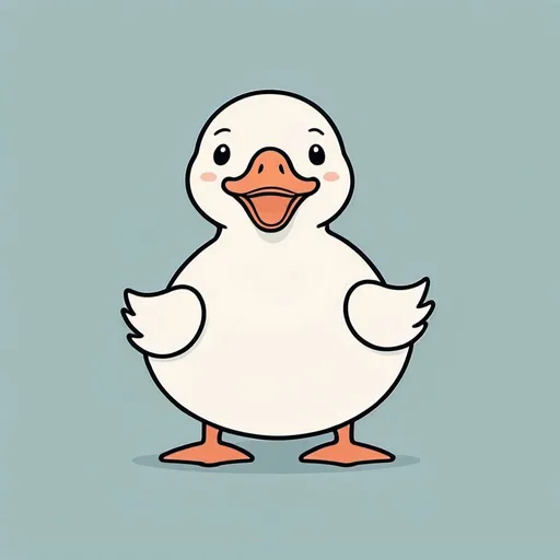 Prompt: Chubby, happy cartoon goose, minimal lines, positive vibes, simple, cute, basic colors, hand-drawn, line art, minimalistic, cheerful, high quality