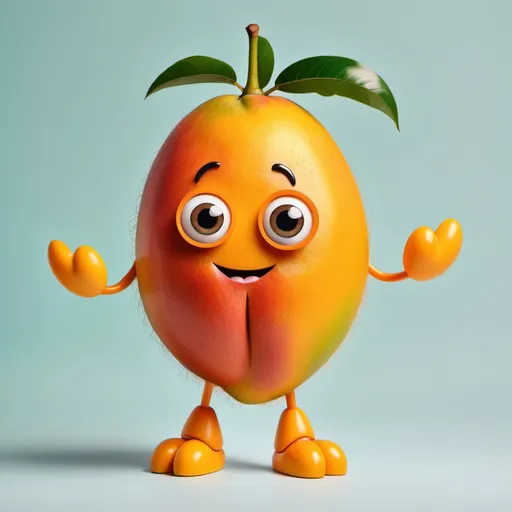 Prompt: A mango with arms and legs that is cut in half with big google eyes and a smile with big fluffy orange hair 



 

