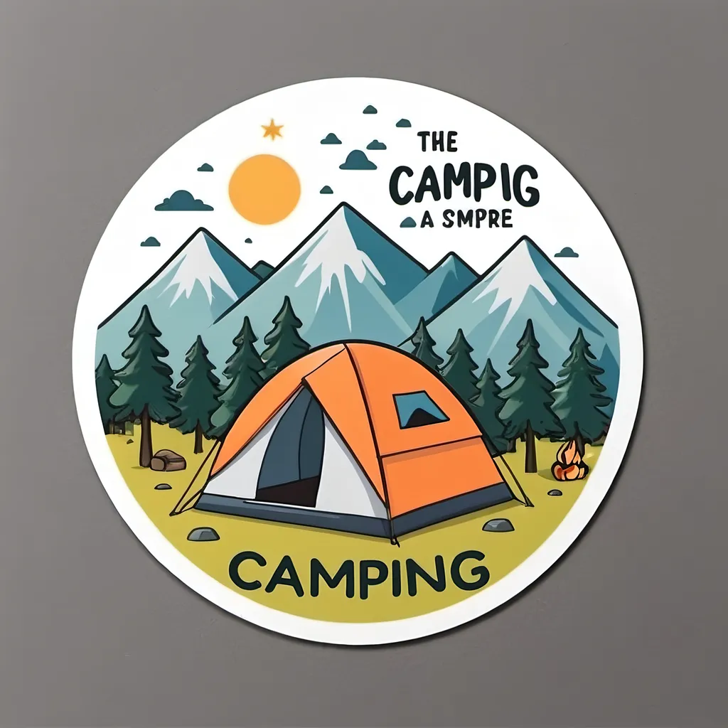 Prompt: Sticker with white background  about camping