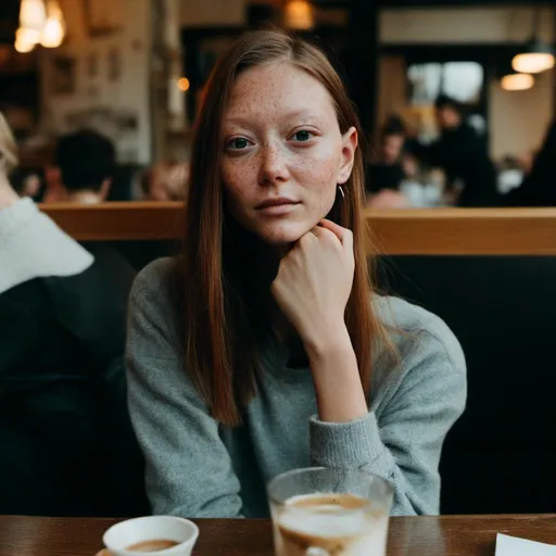 Prompt: photo of <mymodel> sitting in cute a coffee shop