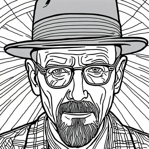 Prompt: walter white, simple black and white coloring book art, in the style of <mymodel>