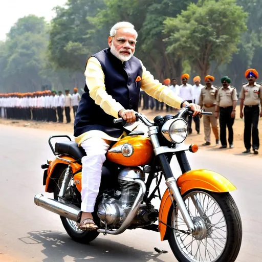 Prompt: Modi ji on bullet bike