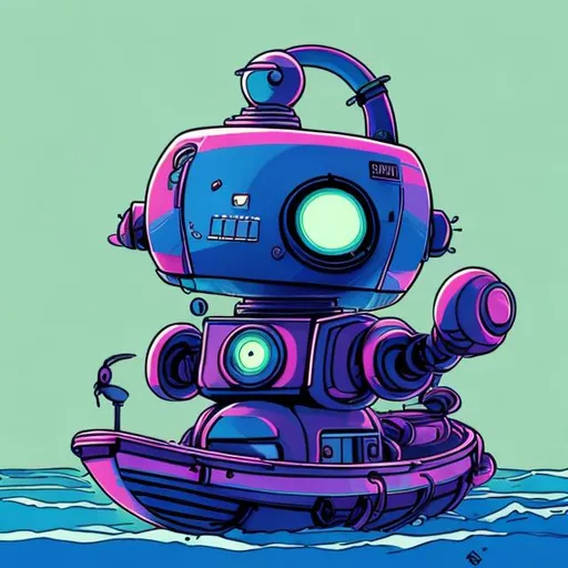 Prompt: Robot, Boat, cartoon, logo, JS, Jon Smith, groove