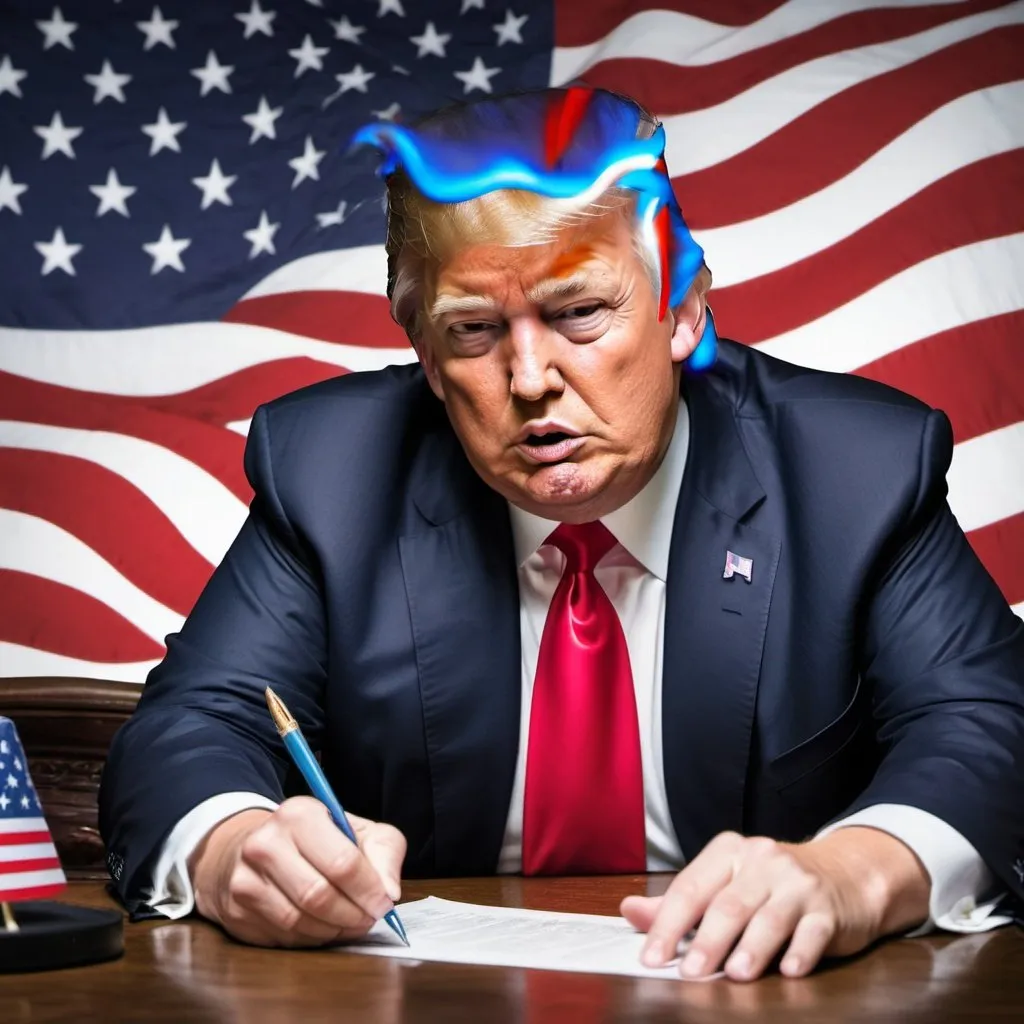 Prompt: Create image of trump trying to make American great 