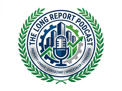 Prompt: Create a logo for The Long Report, Podcast, a rental Property Lender,Consultant ,Wholesaler and Syndicator