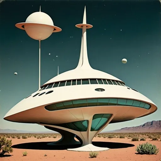 Prompt: space ship alien botanist future mid century modern
