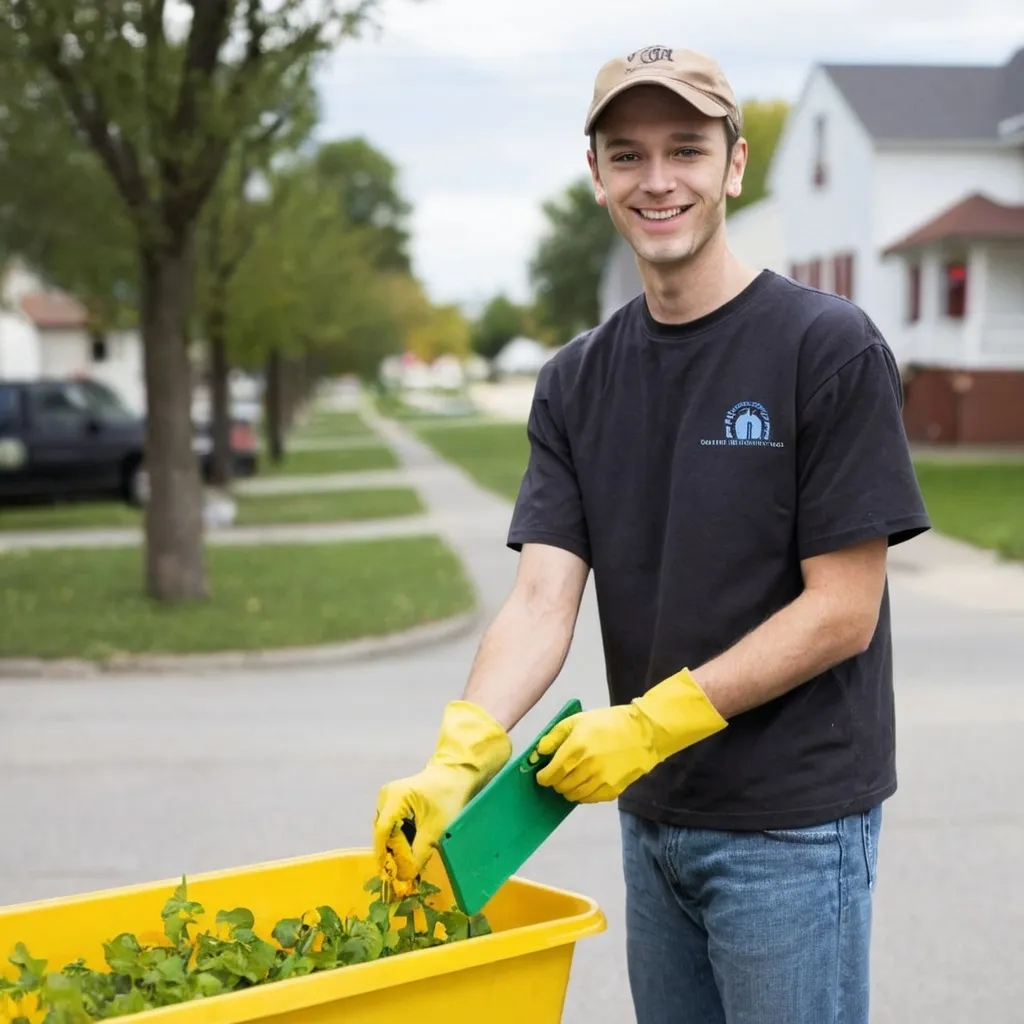 Prompt: Man doing community service