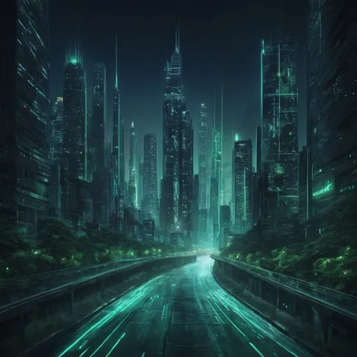 Prompt: The background image features a sprawling cityscape bathed in hues of deep blue and vibrant green. Tall, sleek skyscrapers dominate the skyline, their surfaces reflecting the glow of neon lights and digital displays.

Across the cityscape, a cascade of green digital code flows like a river, weaving its way through the buildings and streets. The code forms intricate patterns, hinting at the underlying complexity of the digital world.

Embedded within the cityscape are symbols of logic and technology: circuit diagrams, mathematical equations, and logic gates subtly integrated into the architecture. These symbols speak to the rationality and precision of the digital realm.

In the distance, a winding road stretches into the horizon, symbolizing the journey of pursuing change. Its path is illuminated by the glow of neon lights, guiding the way forward into the unknown.

Overall, the background image captures the essence of the Matrix universe while representing your interests in technology, logic, and the pursuit of change. It serves as a visually engaging backdrop for your LinkedIn profile.