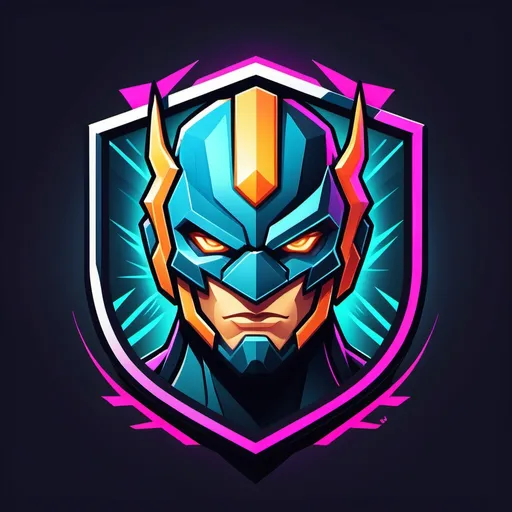 Prompt: "Design a modern and dynamic gaming logo featuring a bold character as the central element. The character should have a striking pose with intense expressions that convey power and excitement. Surround the character with a sleek emblem or shield-like frame that incorporates sharp, edgy patterns. Include vibrant colors with a mix of neon highlights and dark undertones, creating a high-tech, gaming vibe. Add the game or team name in bold, futuristic typography below or integrated into the emblem. Ensure the logo is clean, versatile, and recognizable, suitable for thumbnails, profile pictures, and banners."