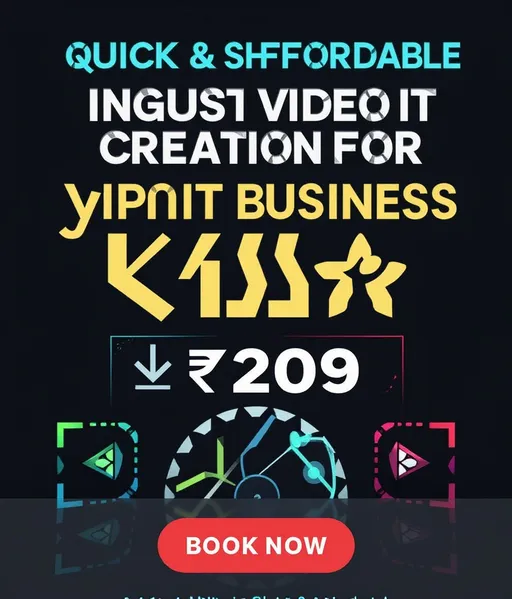 Prompt: Instagram photo post for video editing services with heading 'Quick & Affordable Video Creation for Your Business', modern and attractive design, highlight 'Starting at ₹299' prominently, use bright and eye-catching colors, include video editing icons, simple and clean layout, with call-to-action 'Book Now