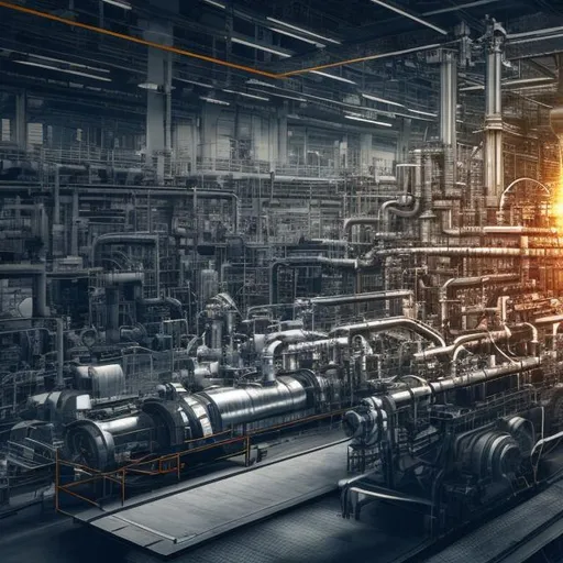 Prompt: create an image highlighting the complexity of industrial control systems and manufacturing 
