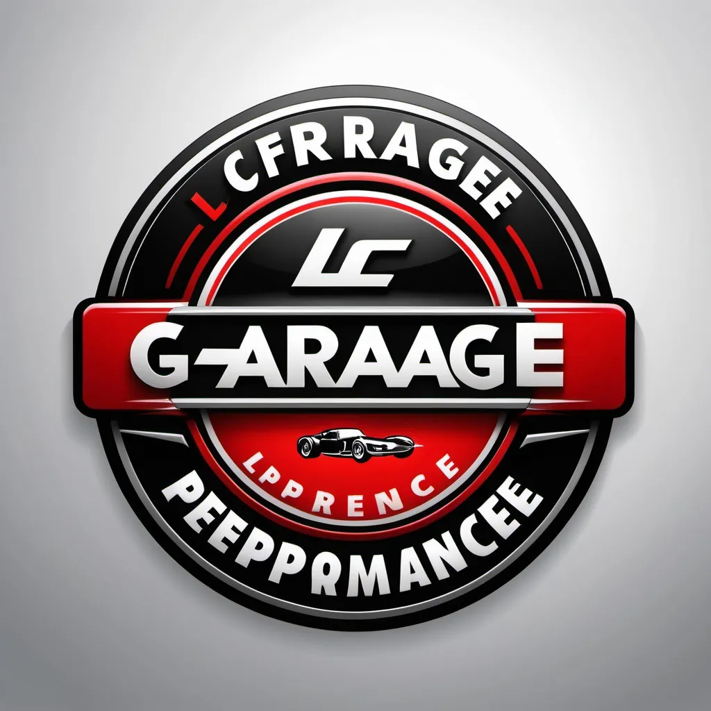 Prompt: creer un logo d'enseigne de garage automobile moderne sobre et colorer de rouge noir gris et blanc portant l'inscription LC Performances