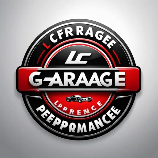 Prompt: creer un logo d'enseigne de garage automobile moderne sobre et colorer de rouge noir gris et blanc portant l'inscription LC Performances