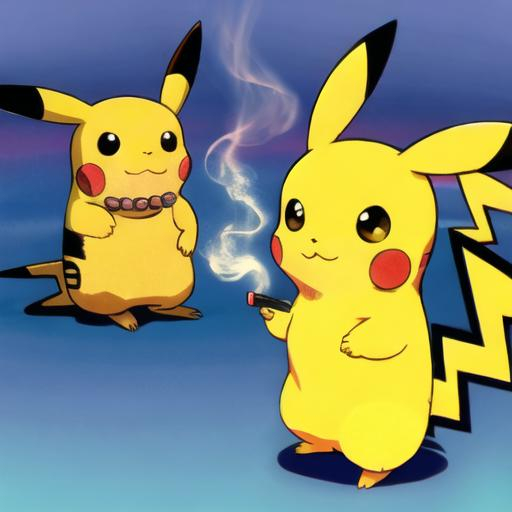 Prompt: Pikachu smoking a cigar