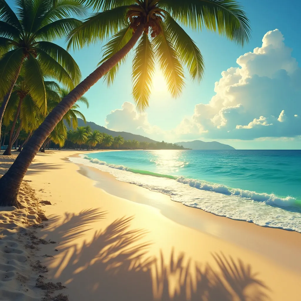 Prompt: Crear un paisaje en una playa venezolana margarita donde el sol está radiante
