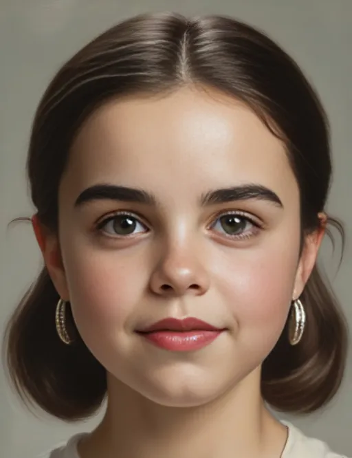 Prompt: facial portrait, Bailee Madison, oil painting by Norman Rockwell