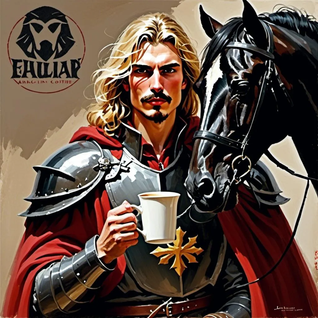 Prompt: <mymodel> paladin coffee ad