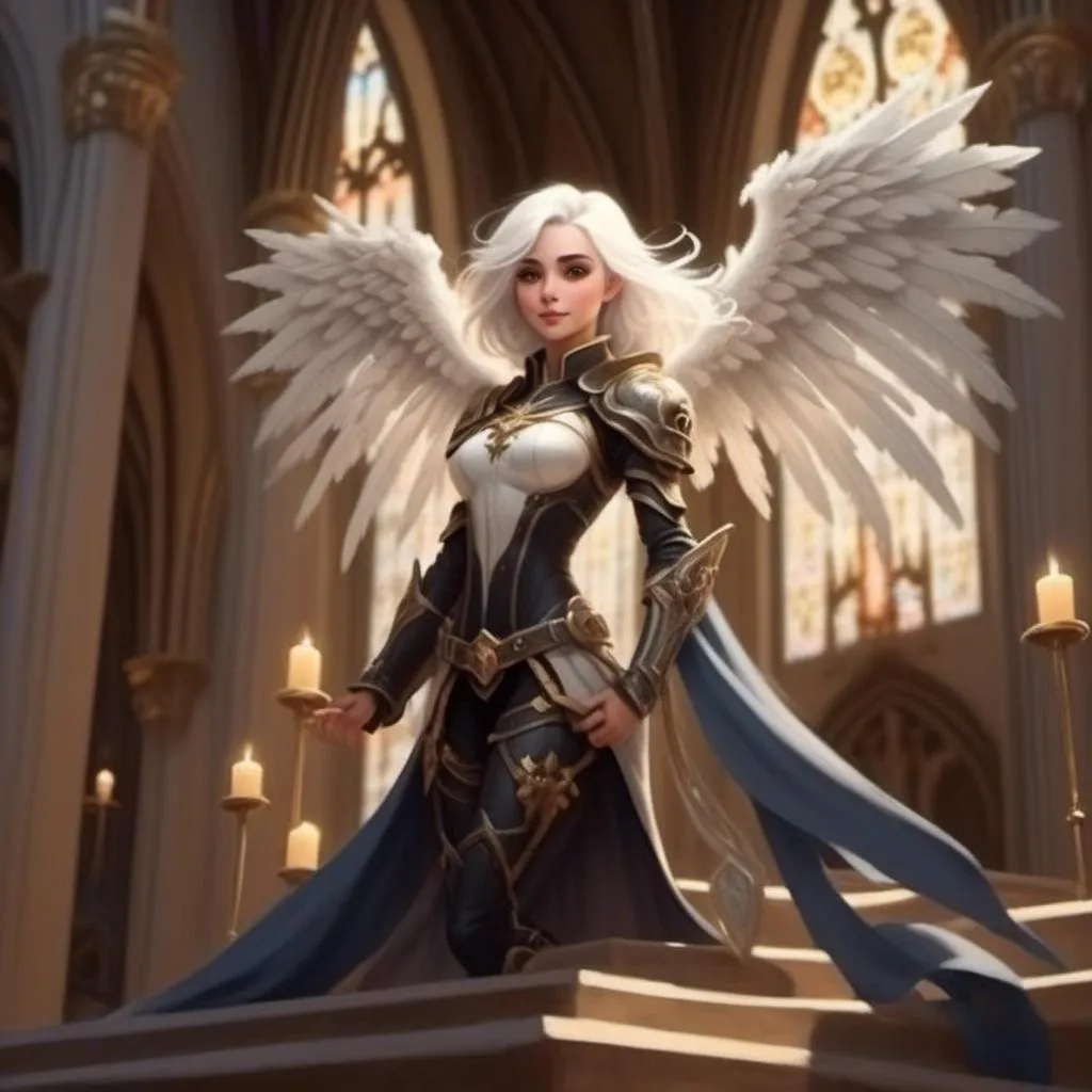 Prompt: <mymodel> an arch angel in a cathedral with divine light