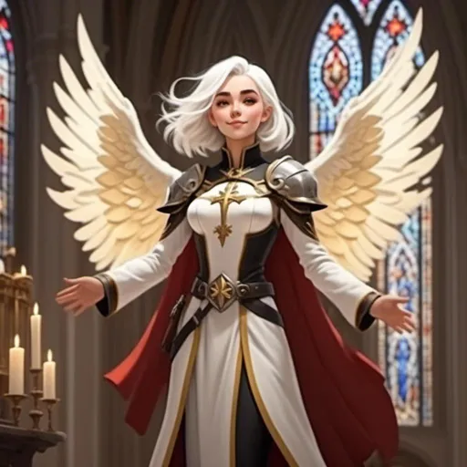 Prompt: <mymodel> an angel in a cathedral with divine light