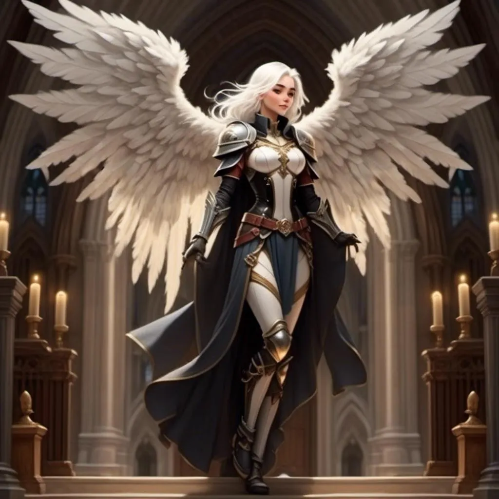 Prompt: <mymodel> an arch angel in a cathedral with dramatic lighting 