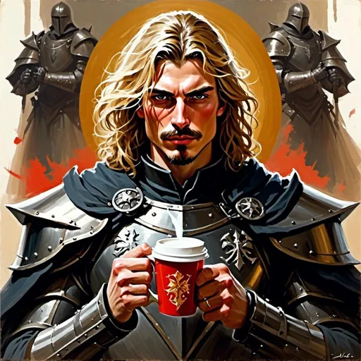 Prompt: <mymodel> paladin coffee ad