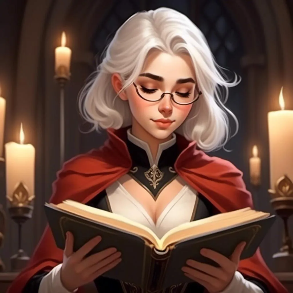 Prompt: <mymodel> normal ears, human girl, reading a book by candlelight